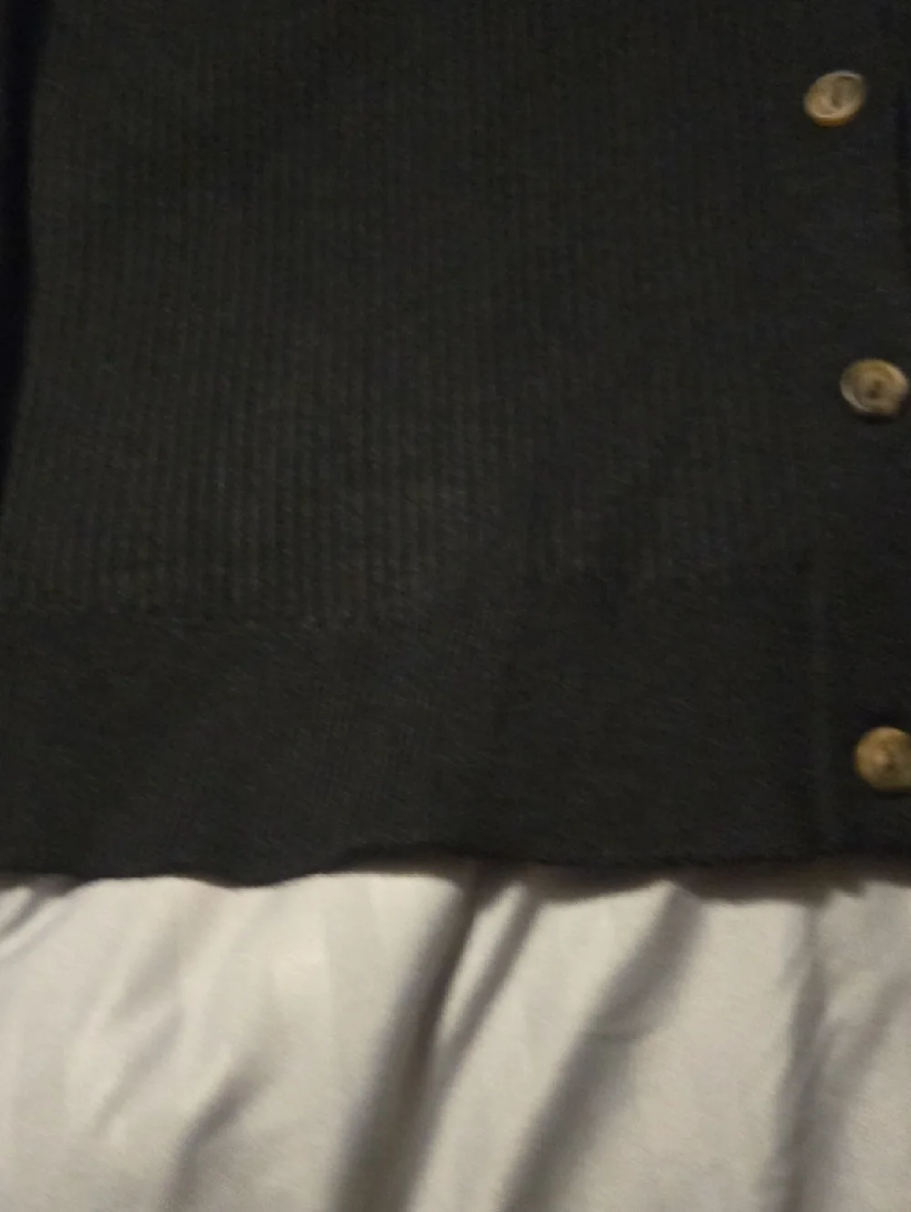 Marled Black Ribbed Button-Front Cardigan - Picture 4 of 5